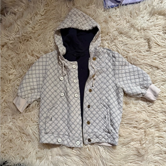 Marc Jacobs cream pockets navy hardware top sweatshirt M Beige Quilted Hoodie - Picture 4 of 8